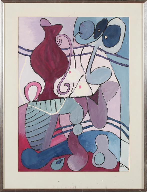 OIDENTIFIERAD KONSTNÄR, gouache, monogramsigerad och daterad -74.