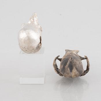 Lars Arby, två sterling silver skulpturer, Göteborg 1982.
