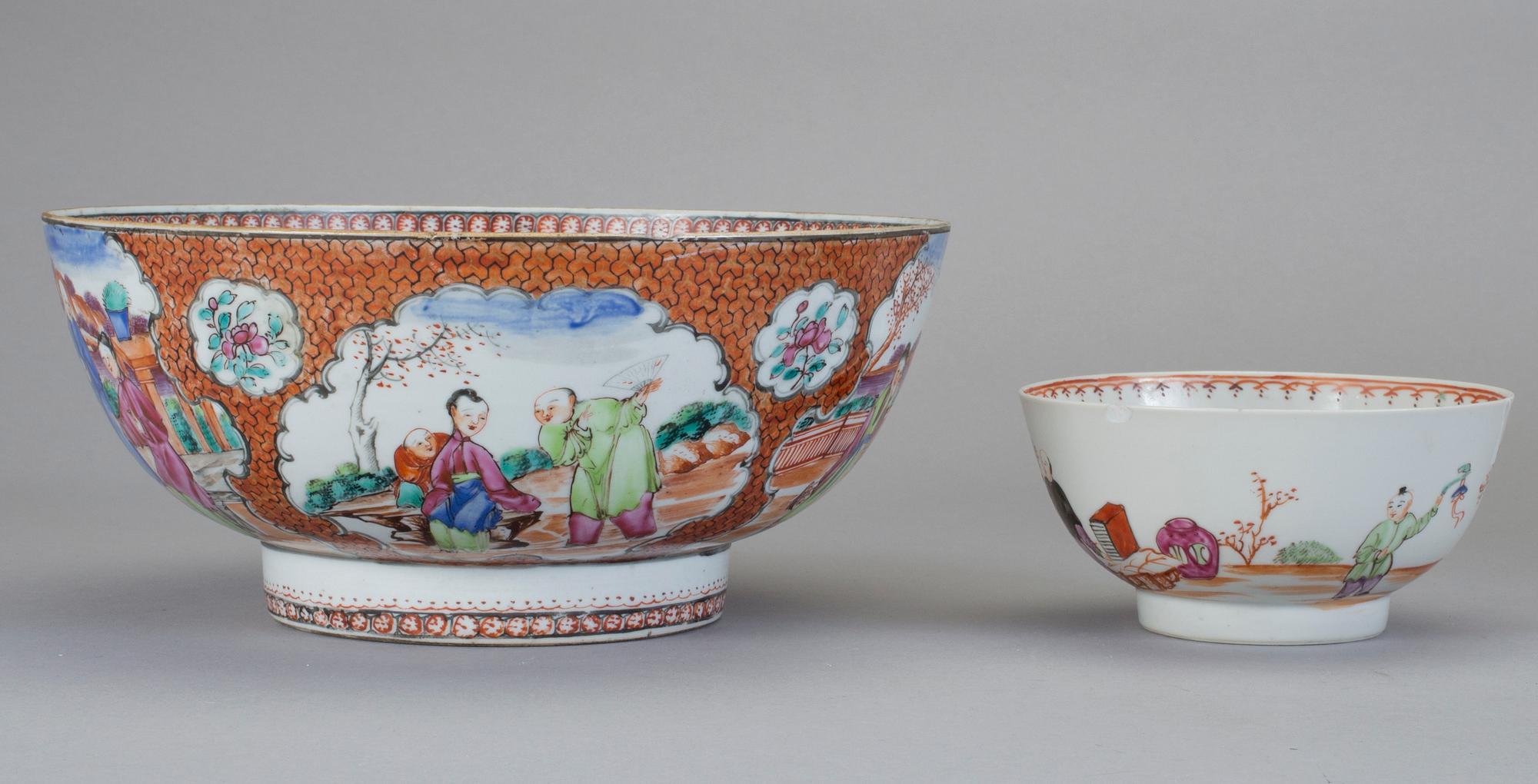 SKÅLAR, 2 st, kompaniporslin, sk Mandarinporslin, Kina, Qianlong (1736-95).