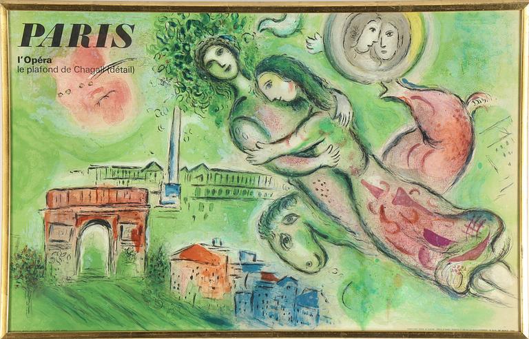 MARC CHAGALL, efter, färglitografisk affisch, Mourlot, Paris. 1964.