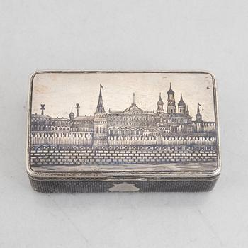 A Russian Silver Niello Box, Moscow 1888.