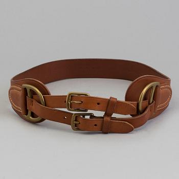 A brown belt by Ralph Lauren.