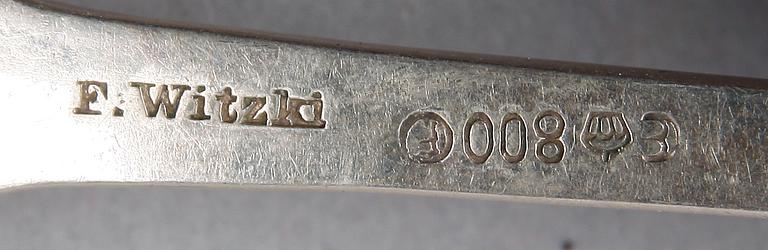 DIVERSE BESTICK, 9 st, silver, mest Tyskland, bla F. Witzki. 1800/1900-tal.