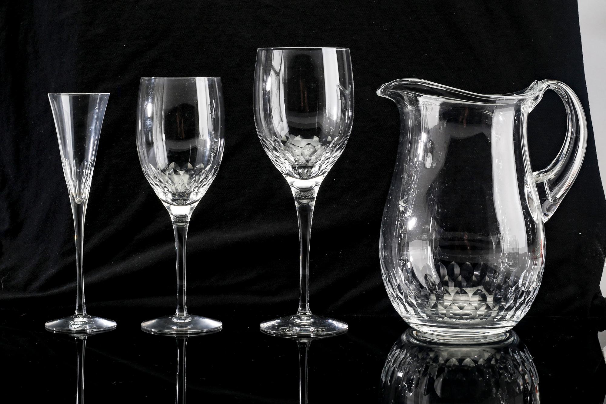 Nils Landberg, a 62 pcs glass "Prelude" service Orrefors later part of the 20th century.