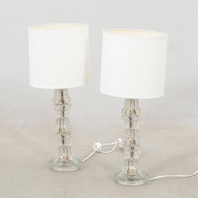 Carl Fagerlund, Table lamps, a pair of glass, Orrefors, second half of the 20th century.