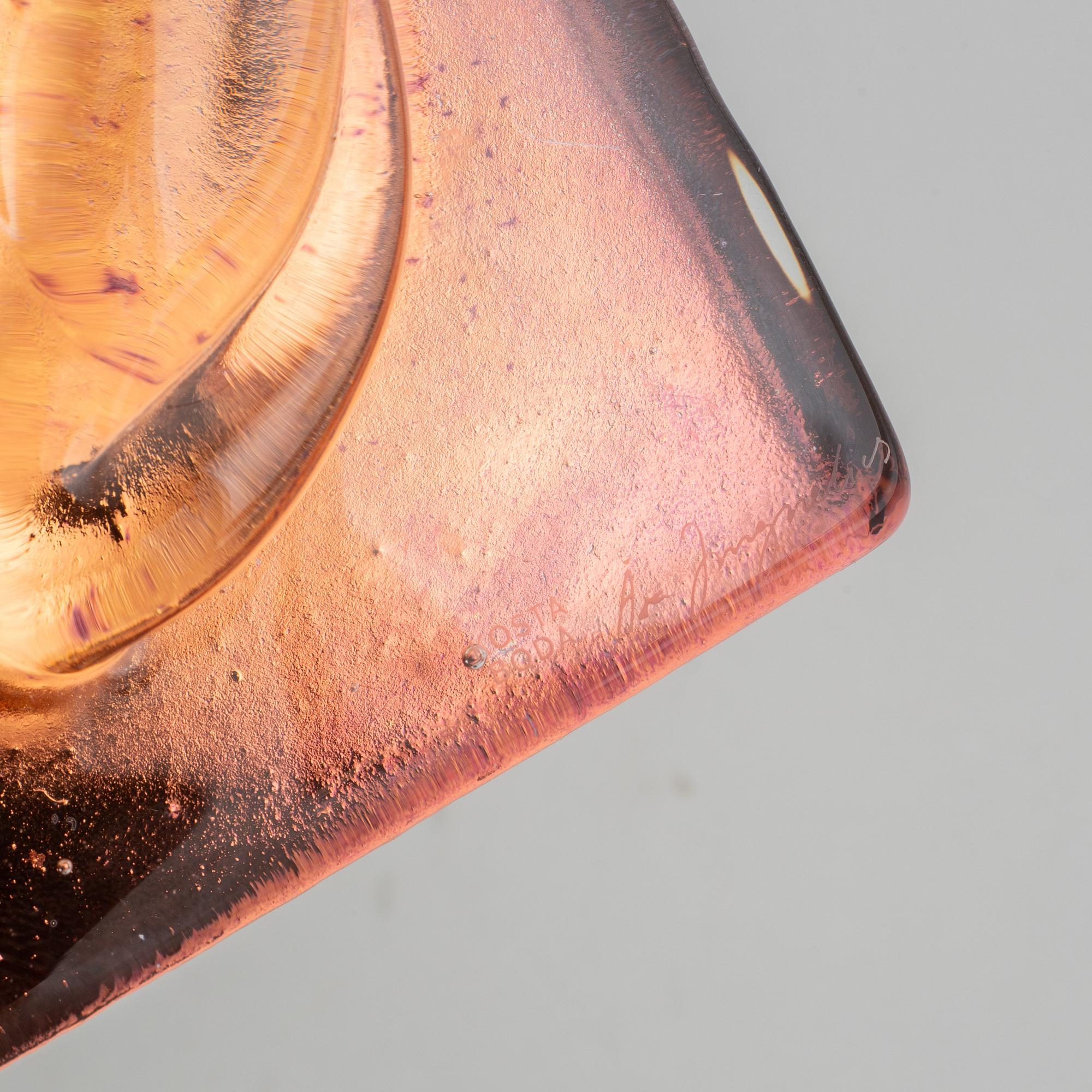 Two art glass tiles by Åsa Jungnelius for Kosta Boda, Signed.