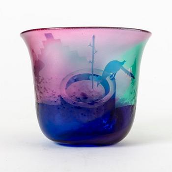 A signed Bertil Vallien unique glass bowl from Kosta Boda.
