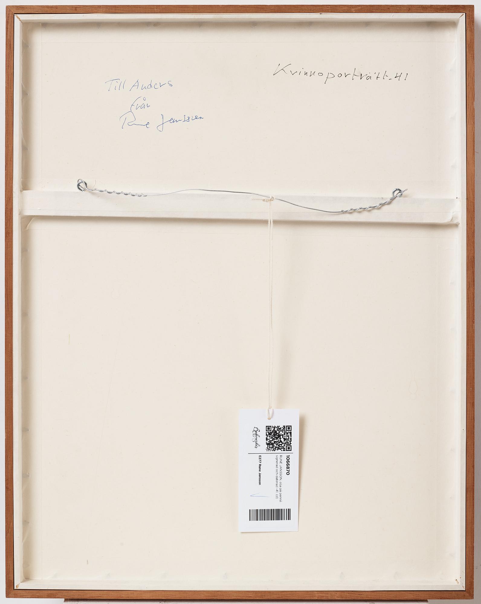 RUNE JANSSON, oil on panel signed and dated -41.