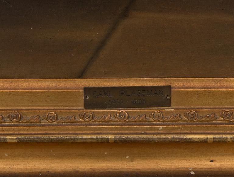 CARL PLAGEMAN, tillskriven, duk uppklistrad på pannå.