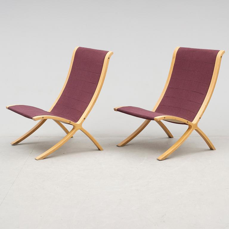 FÅTÖLJER, ett par, "X-stolen", Peter Hvidt & Orla Molgaard Nielsen, Fritz Hansen, Danmark, 1978.