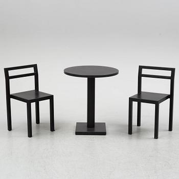 BORIS BERLIN/POUL CHRISTIANSEN, a 'Non' table with two chairs by Komplot design for Källmo.