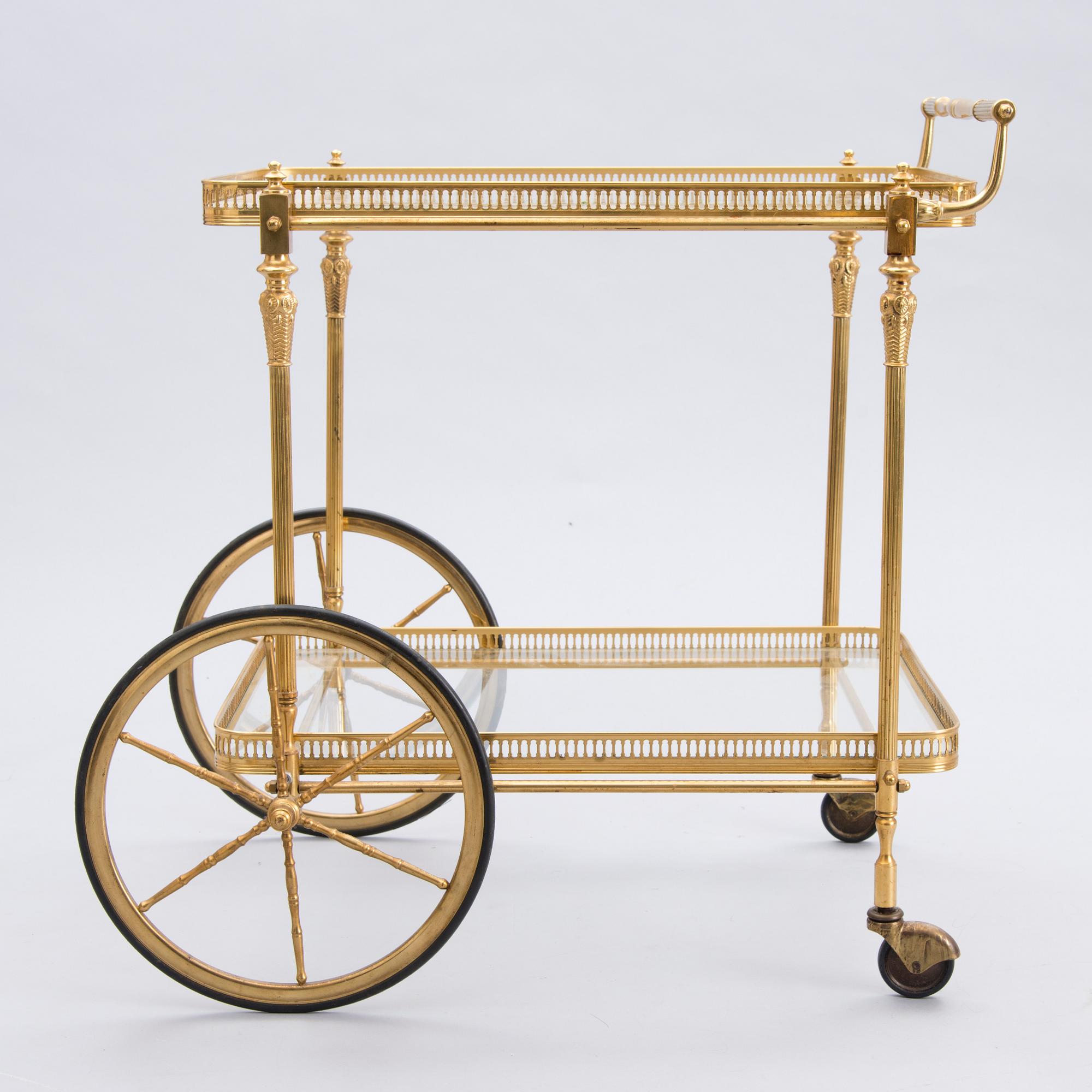 A brass serving trolley from the second half of the 20th Century.
