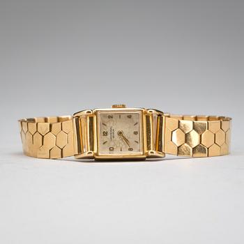 DAMARMBANDSUR, 18 k guld, Universal, Geneve. Vikt ca 39 g. Vikten avser även boett.