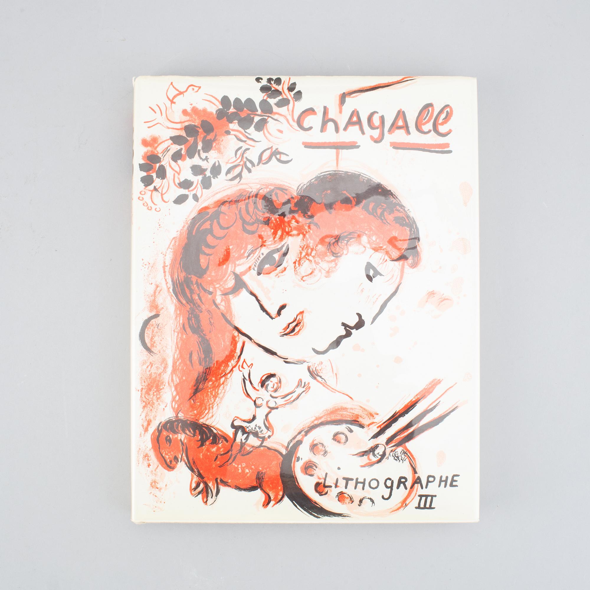 Three artbooks, Marc Chagall lithograph III-IV and Miro Lithograph II, published by André Sauret/Maeght.