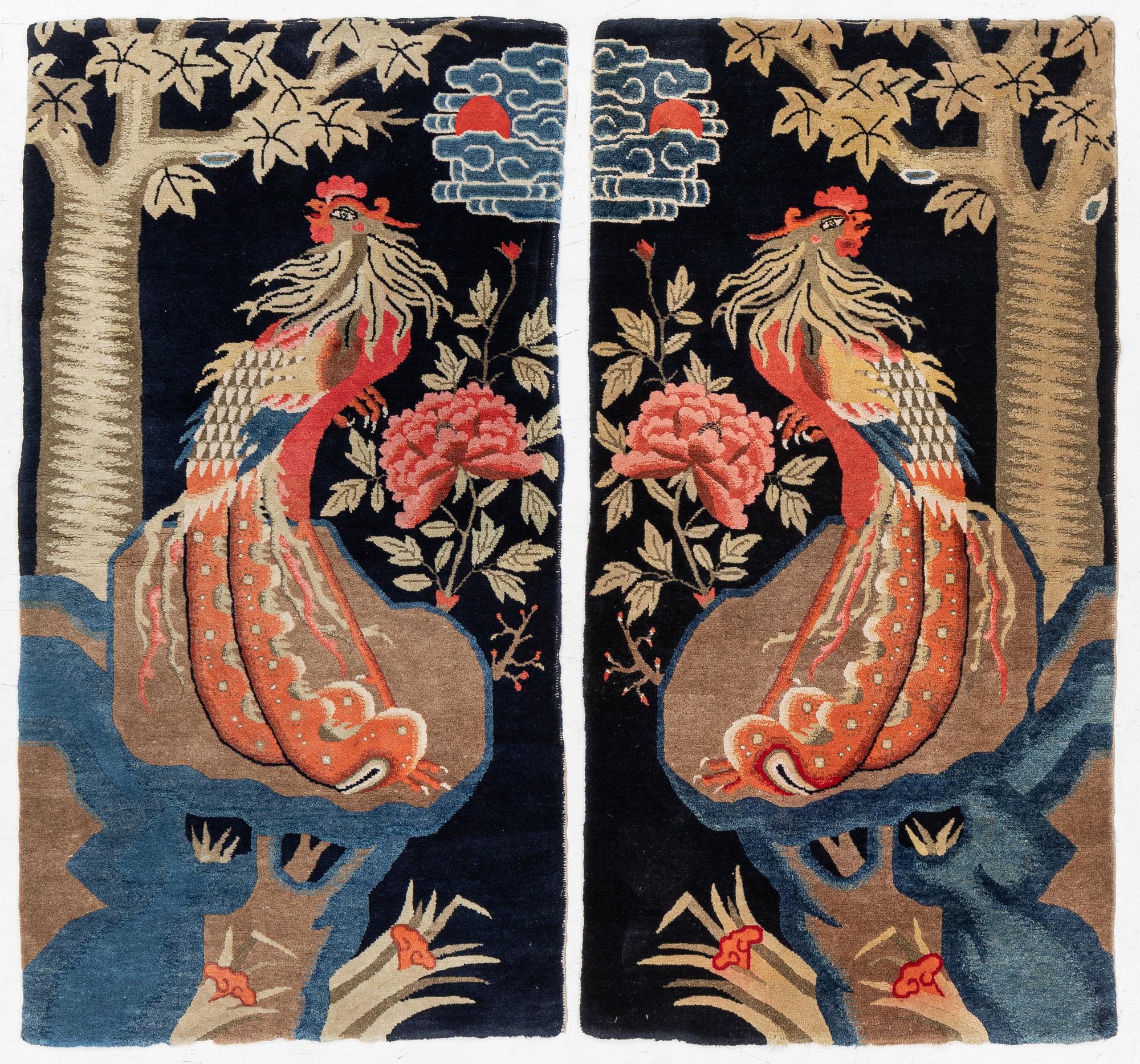 A a pair of semi-antique Baotou, c. 142 x 44 cm.