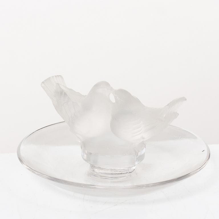 9 glass figurines, Lalique, France.
