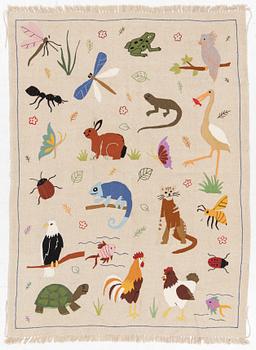 A hand-embroidered Kelim carpet, c. 200 x 147 cm.