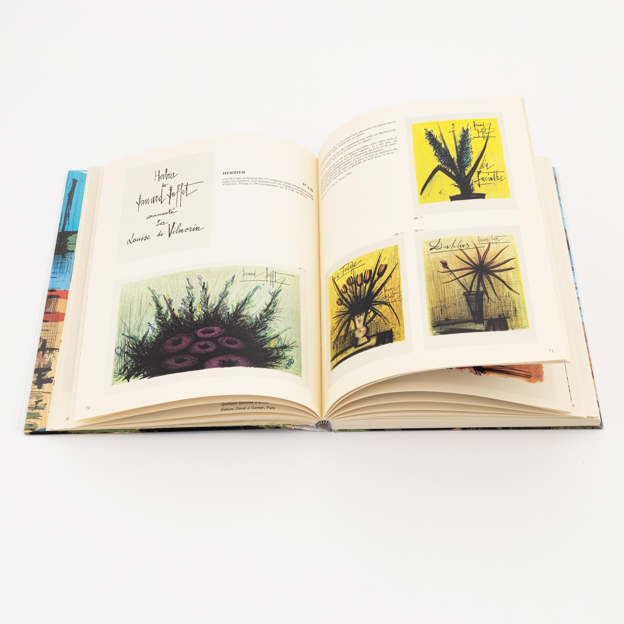 Bernard Buffet, "Bernard Buffet lithographe", 1979, med tre färglitografier, signerad med dedikation.