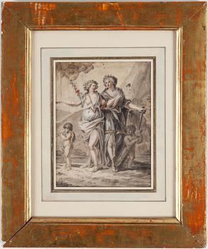 JOSEPH-MARIE VIEN, Circle of, Tuschlavering och akvarell, ej signerad.