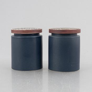 Bengt Berglund, a pair of 'Stampe' lidded stoneware jars, Gustavsberg, Sweden,.
