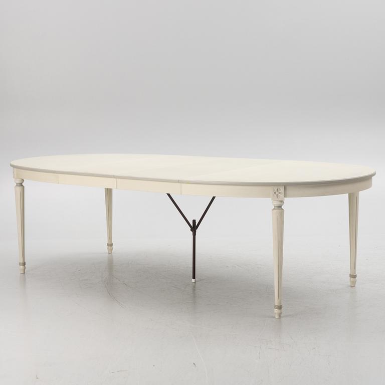 Dining table, 2 armchairs, 6 chairs, Gustavian style, "Old Sweden", Åmells furniture, late 20th century.