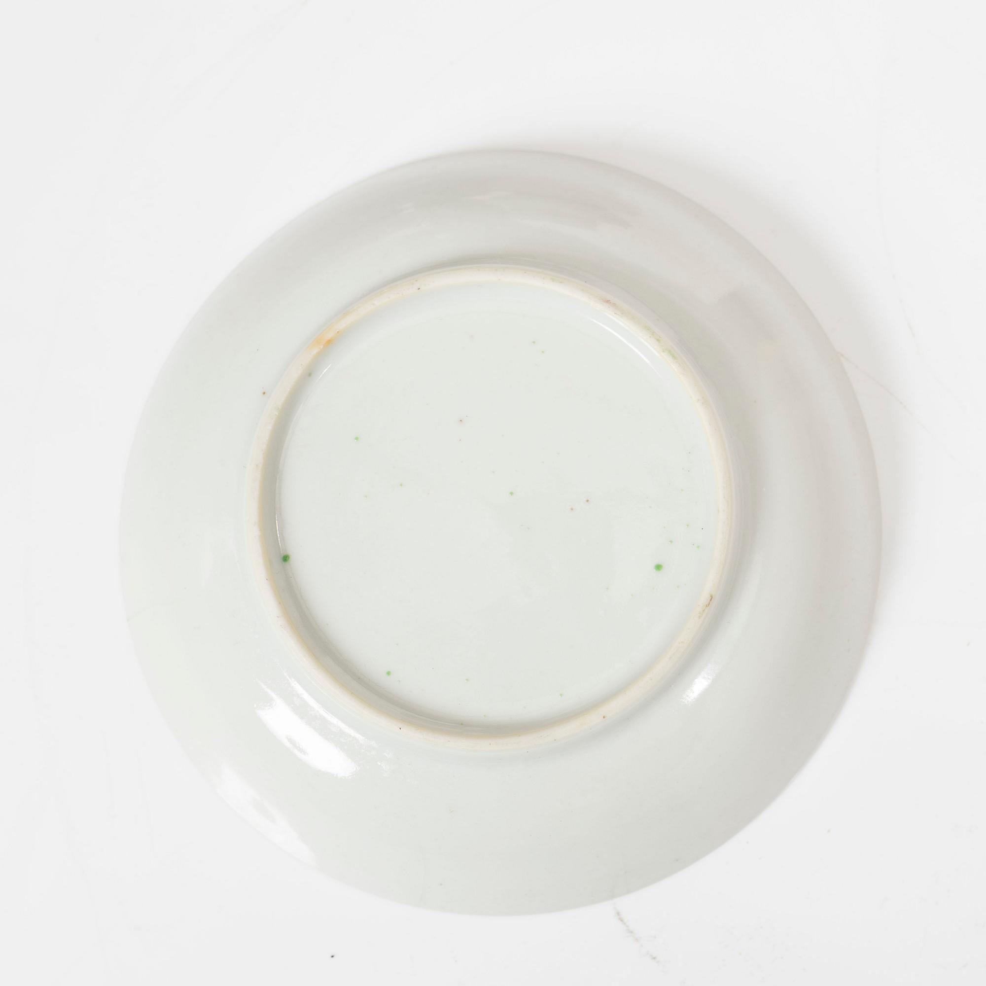 A set of five famille rose tea cups, Qing dynasty, 18th century and a bowl, Qing dynasty, 19th century.