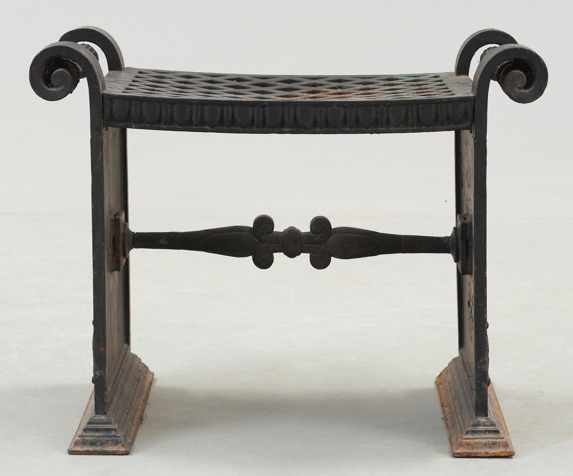 A Folke Bensow cast iron stool, model 'Taburett Nr 1', Näfveqvarn, Sweden circa 1925.