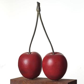 HANS HEDBERG, a faience sculpture of cherries with stalks of bronze, Biot, France.