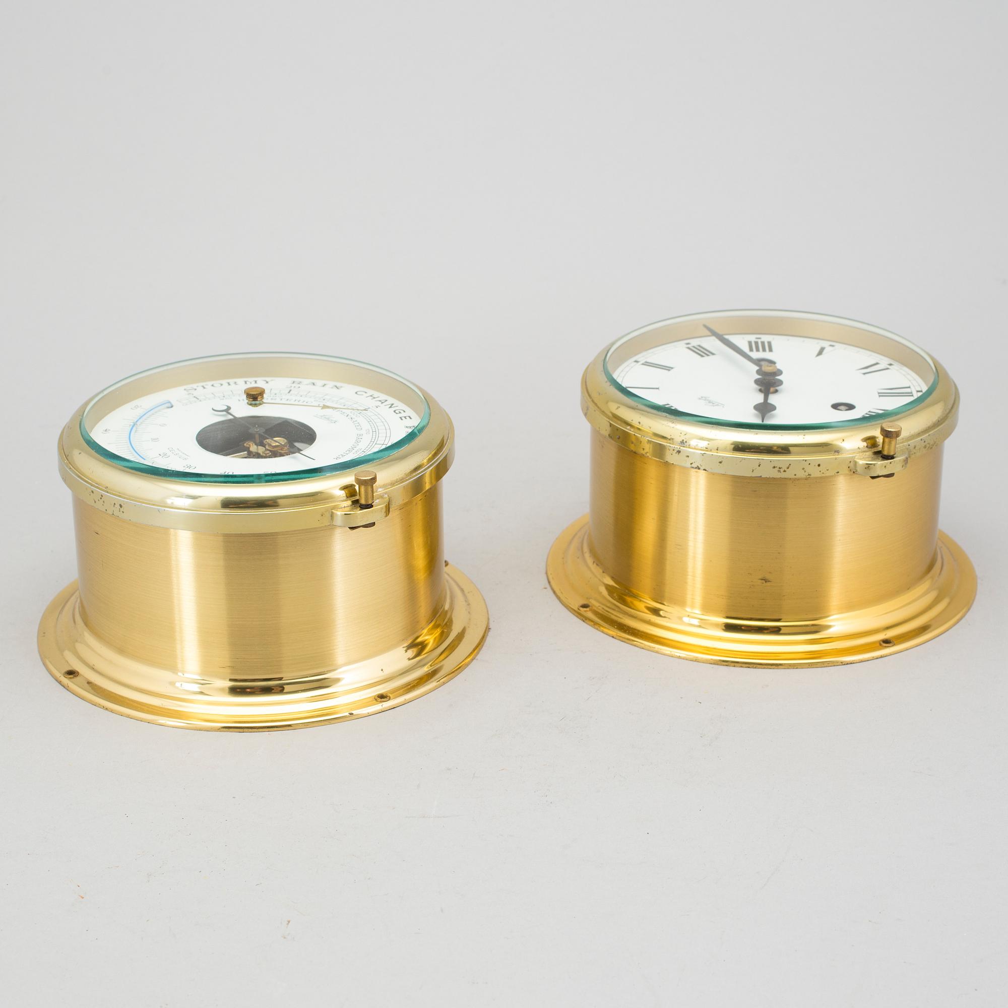 SCHATZ, skeppsur + termometer / barometer, 180 mm,