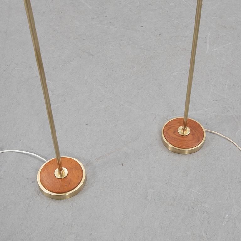 Floor lamps, a pair, mid-20th century.