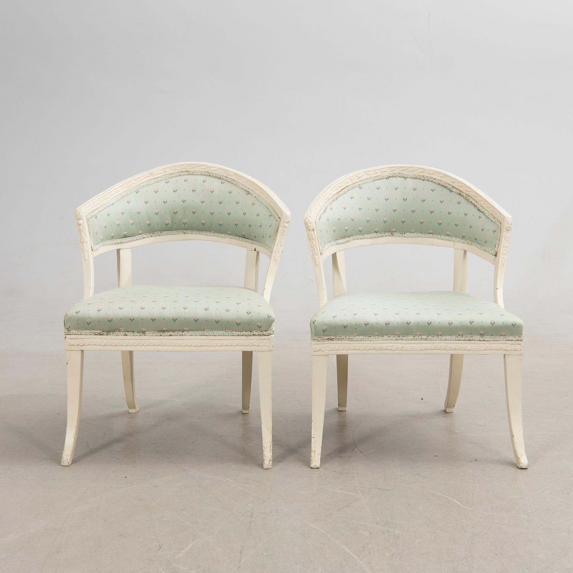 Bergère armchairs, a pair, Gustavian.