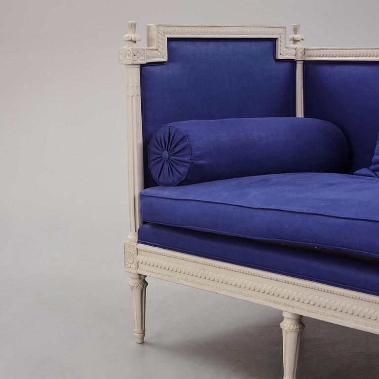 A Gustavian sofa, late 18th century.