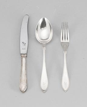 BESTICK, 18 st, silver, "Svensk spets", C.G. Hallberg, 1924-1939. Ca 718 gr.