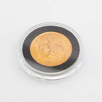 Gold coin Sweden, Oscar II 20 kr, 1876.