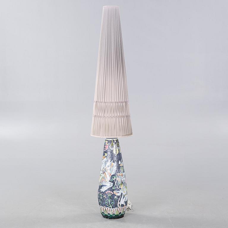 A ceramic floor lamp by Marian Zawadsky for Tilgmans, signed and dated 1957.