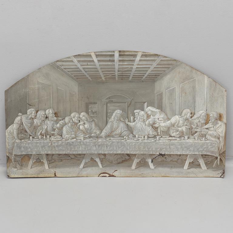 UNKNOWN ARTIST, tinplate, en grisaille, 19th century.