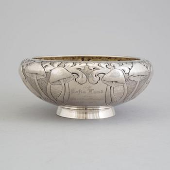 FIRMA J TOSTRUP, skål, silver, jugend, Oslo, 1907.