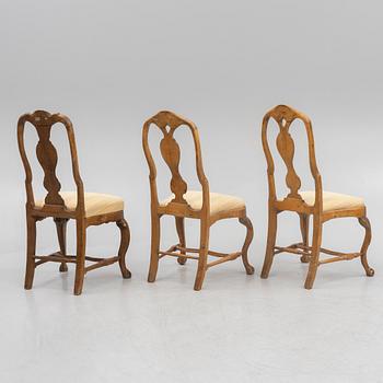A set of six similar rococo chairs, 18th century.