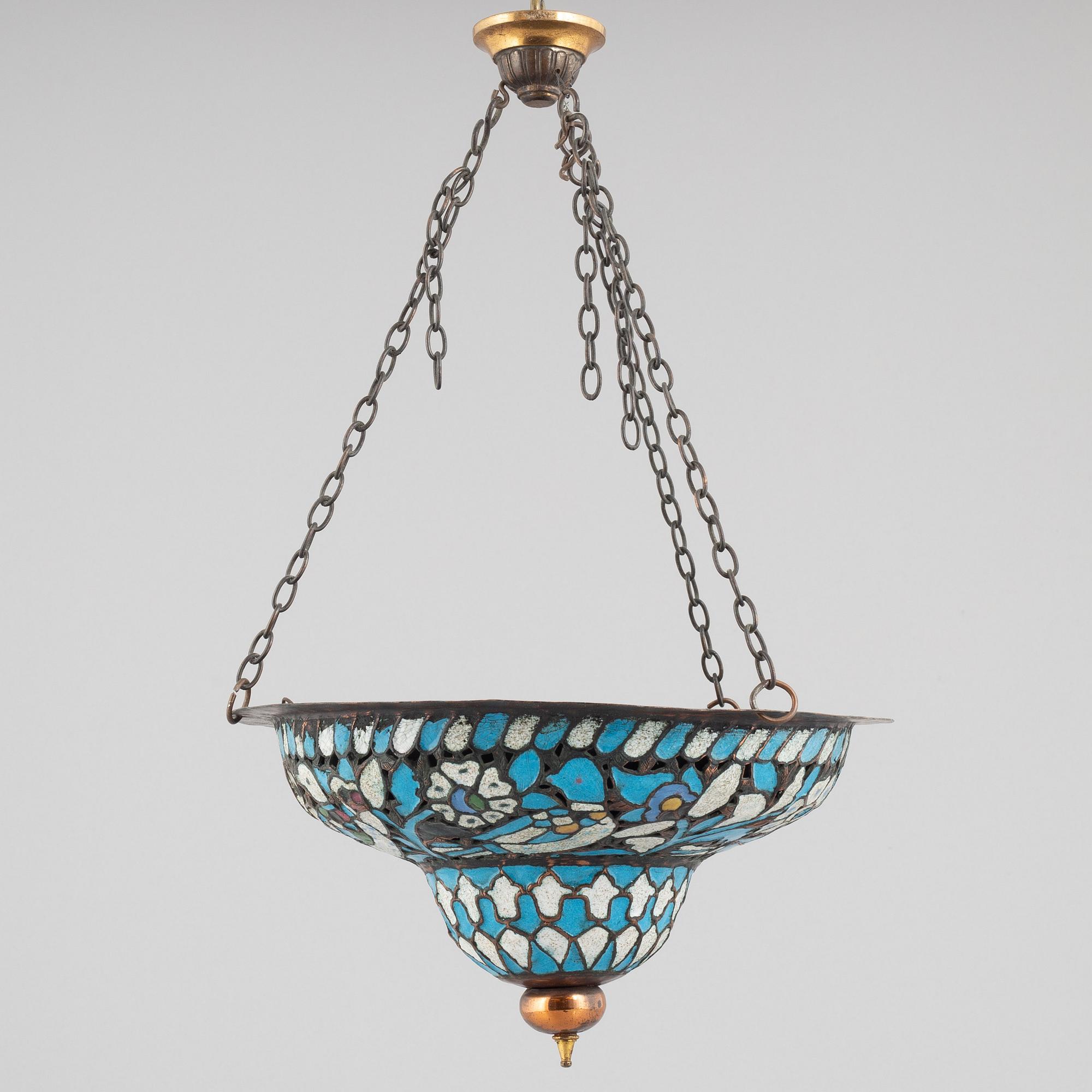 Ampel, emaljerad metall, Qajardynastin (1789–1925).