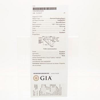 Ring 18K guld med runda briljantslipade diamanter, GIA report.