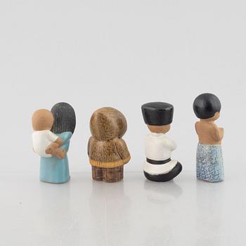 Lisa Larson, figuriner, 8 st, stengods, Gustavsberg, ur serien "All världens barn".