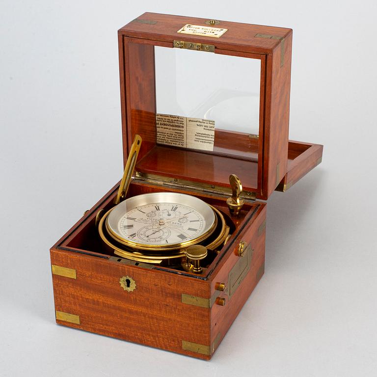 A Victor Kullberg 2 day marine chronometer deck clock, England, late 19th Century.