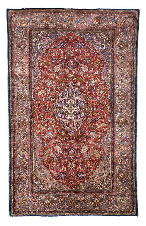 SEMI-ANTIQUE SILK KASHAN. 203,5 x 127 cm.