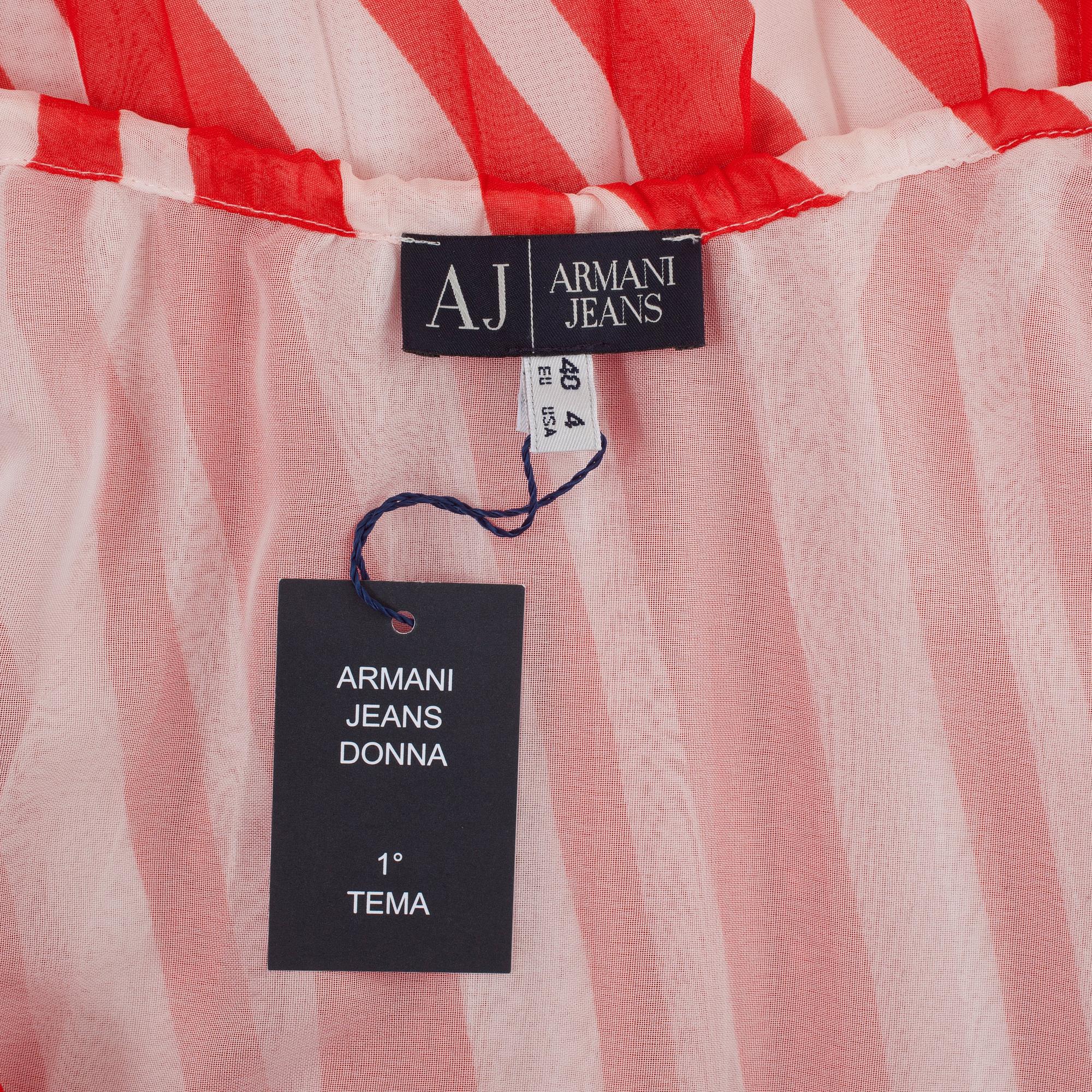 ARMANI jeans, a red and white pleated dress. Italian size 40.