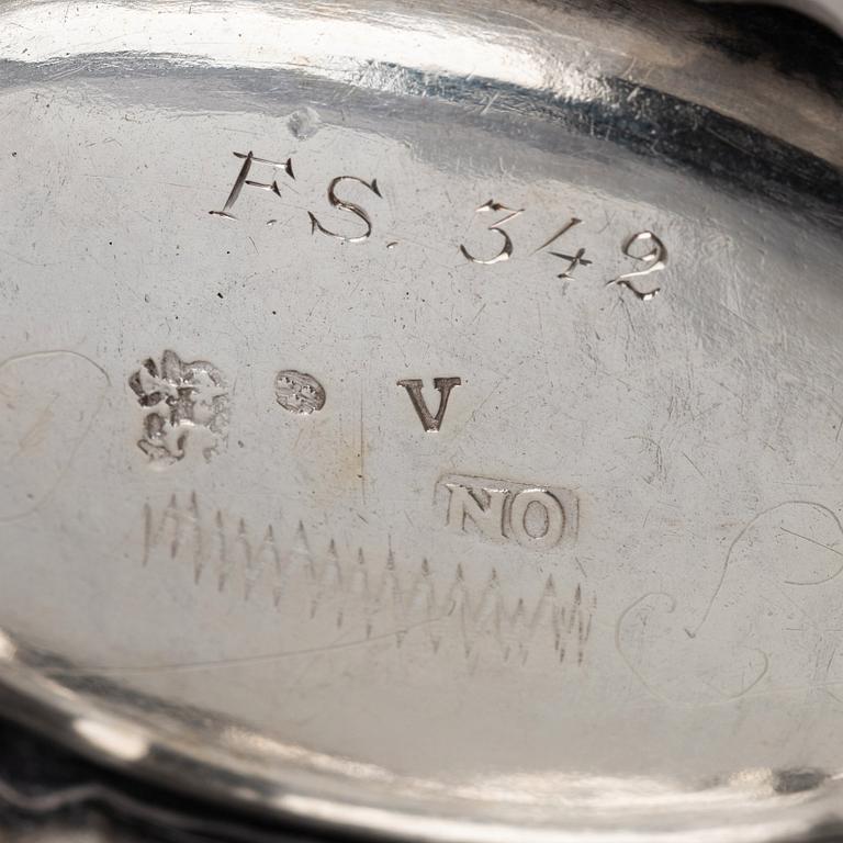 Nils Orstedt, saltkar, ett par, silver, Norrköping 1779. Rokoko.