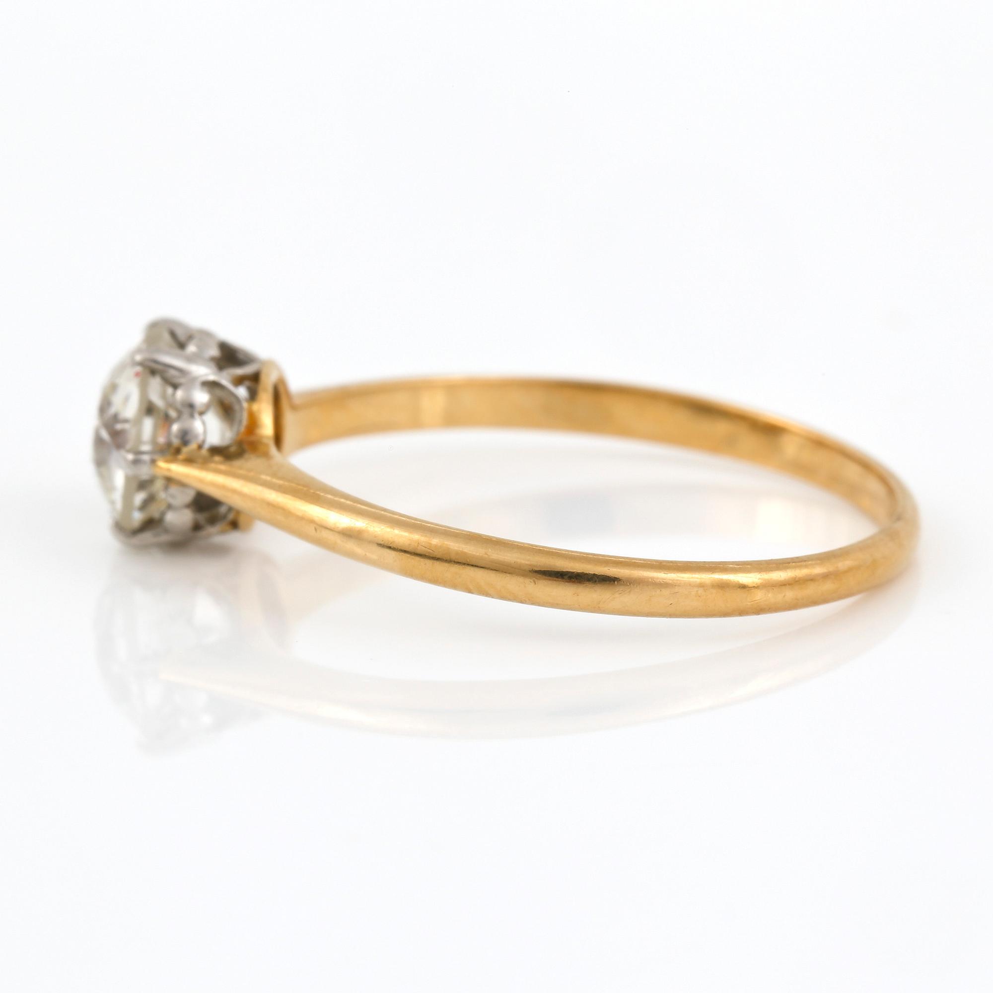 RING, 18K guld med gammalslipad diamant, tot ca 0,80 ct. C G Hallbergs, Stockholm, 1918. Vikt 1,77 g.