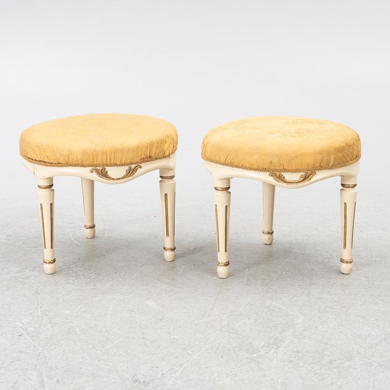 A pair of Gustavian stools, Sweden, late 18th century.