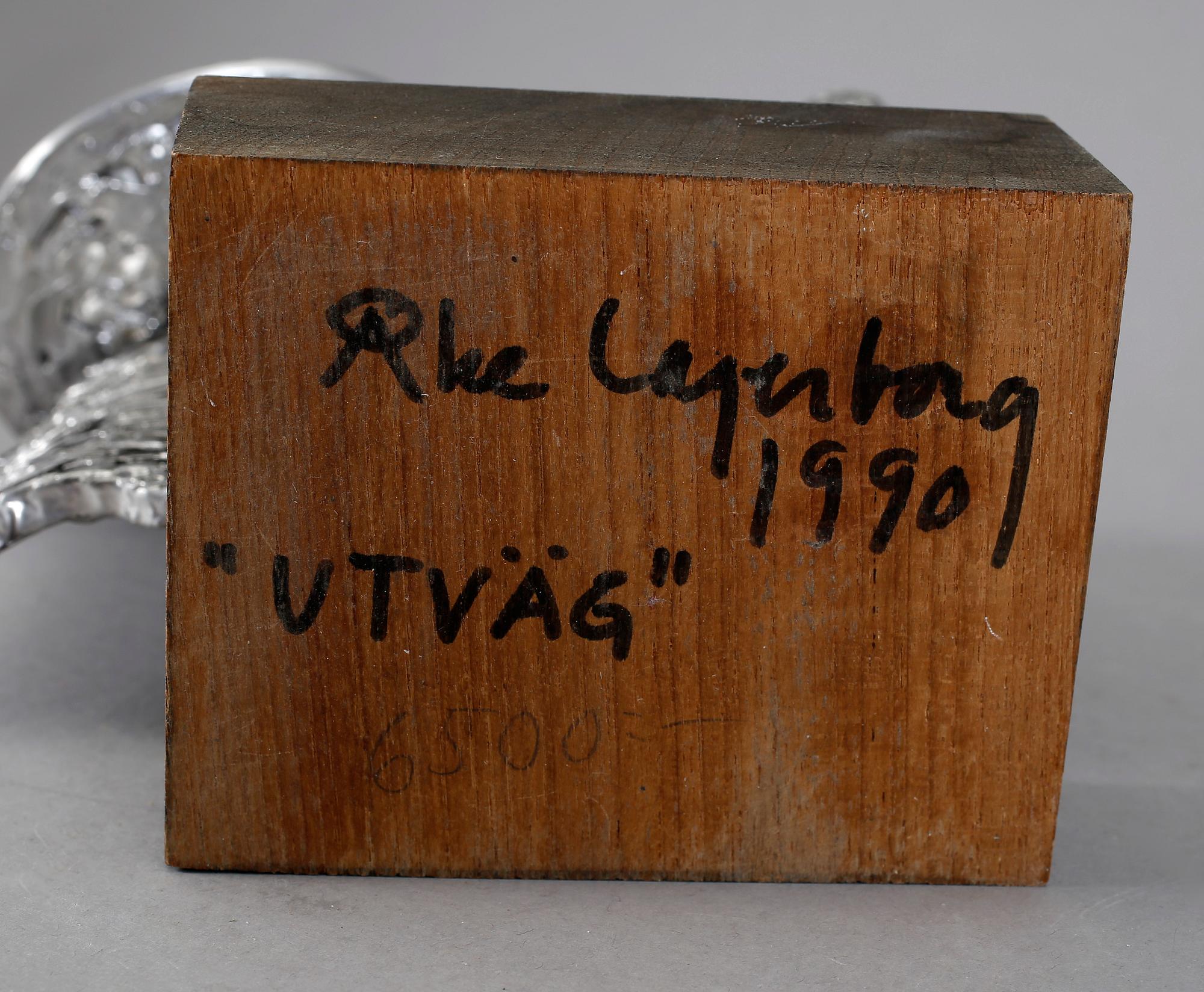 ÅKE LAGERBORG, skulptur, försilvrad metall, sign o dat 1990.