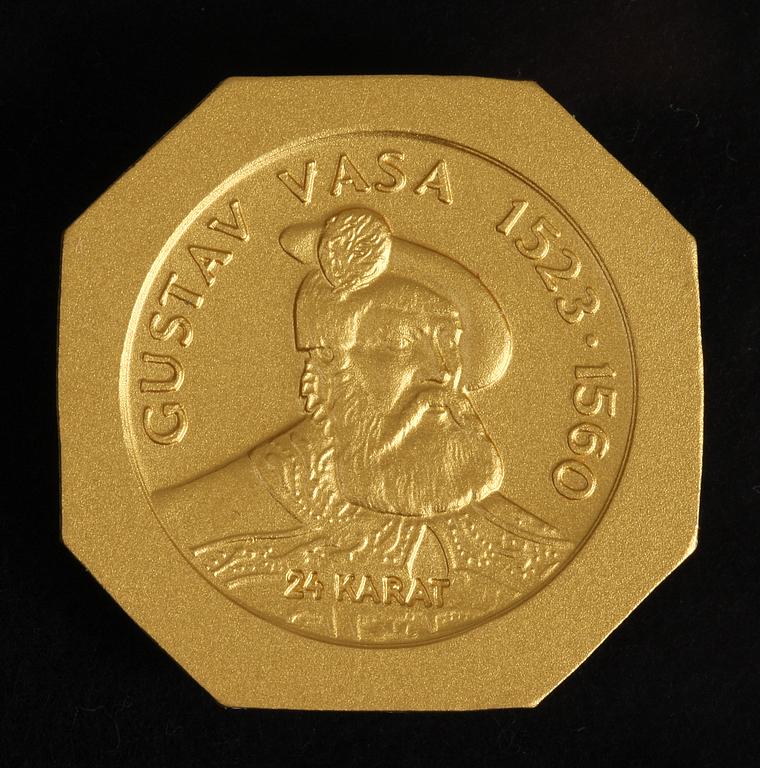 MINNESMYNT, "Gustav Vasa" 24K guld, 25 gr.