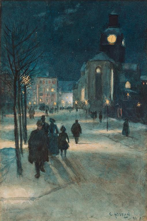 Carl Hedelin, Evening scene from Kungsträdgården in the heart of Stockholm.